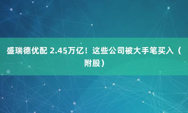 盛瑞德优配 2.45万亿！这些公司被大手笔买入（附股）